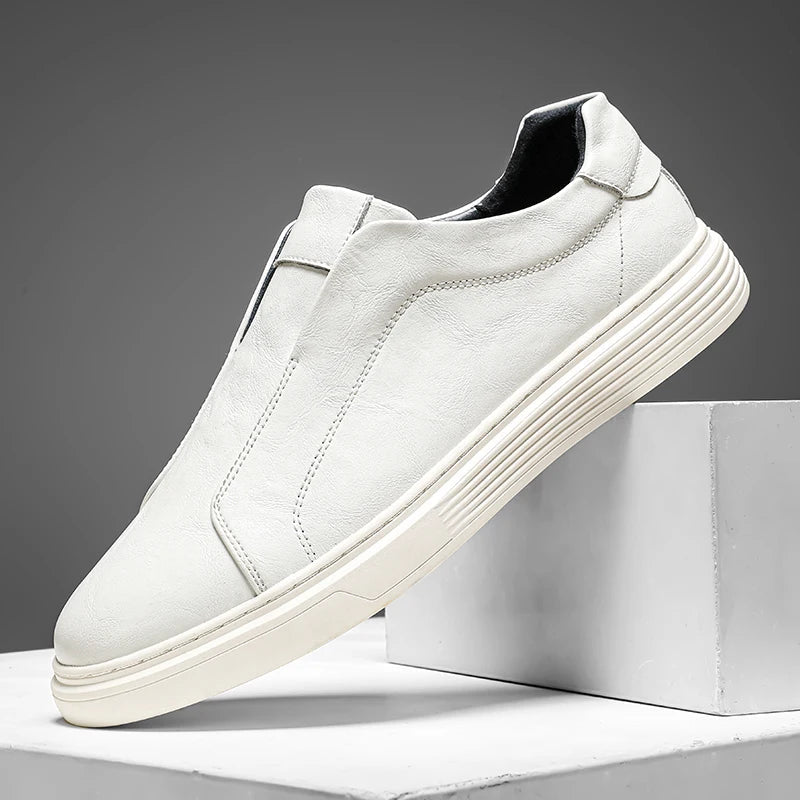 Leather Sneakers - Stylish Comfort with Slip-On Convenience
