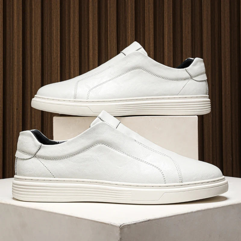 Leather Sneakers - Stylish Comfort with Slip-On Convenience