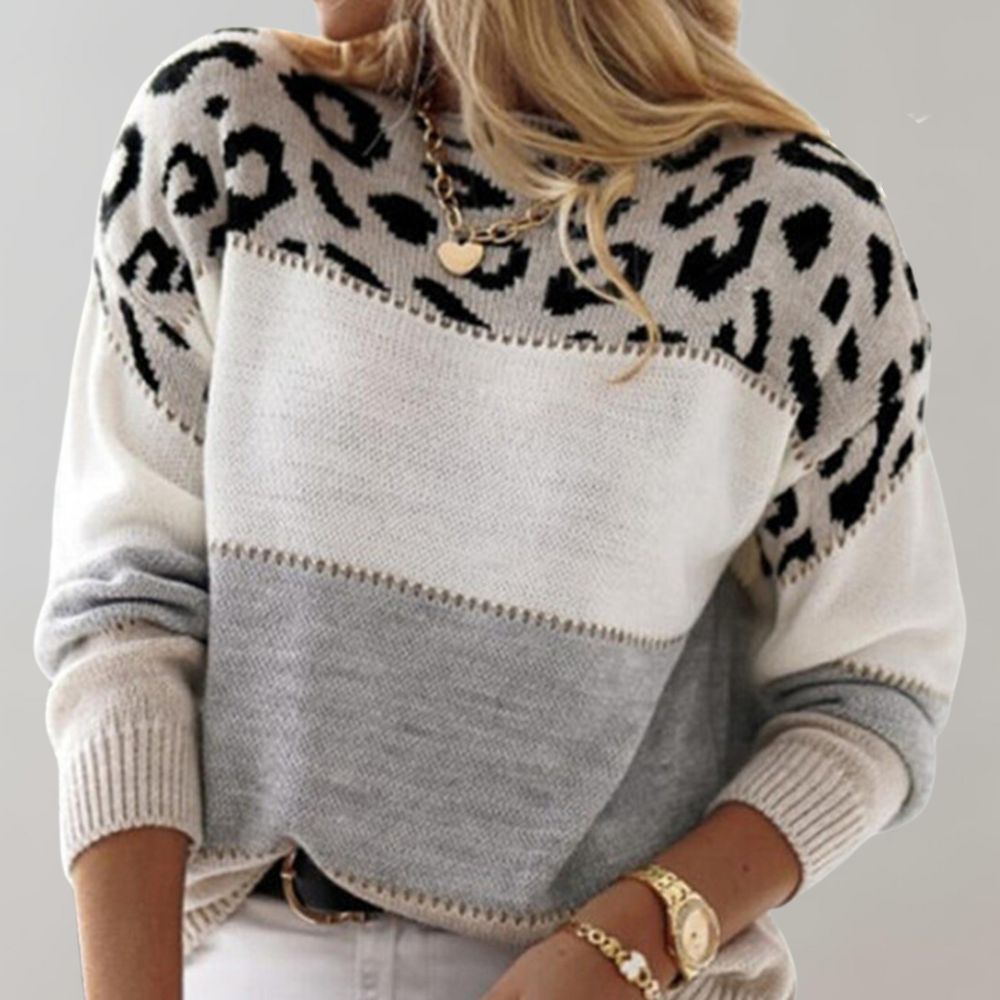 Womens Sweater - Stylish Leopard Print for All-Day Comfort