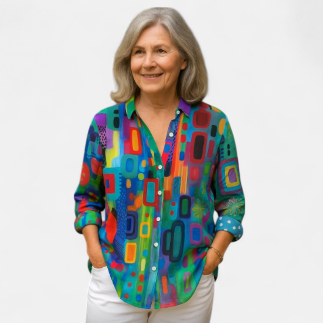 Hyojin™ – Artistic Color Block Blouse