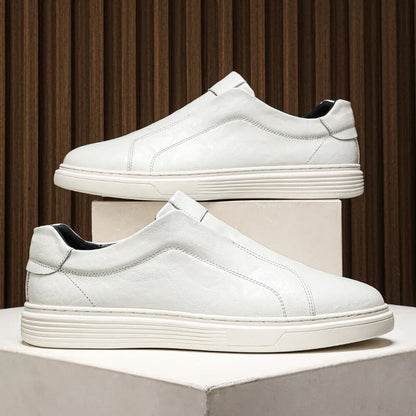 Leather Sneakers - Stylish Comfort with Slip-On Convenience