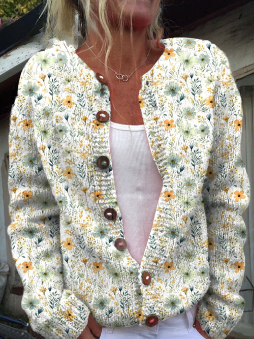 Lovely Women's Cardigan - Floral Design, Cozy & Stylish