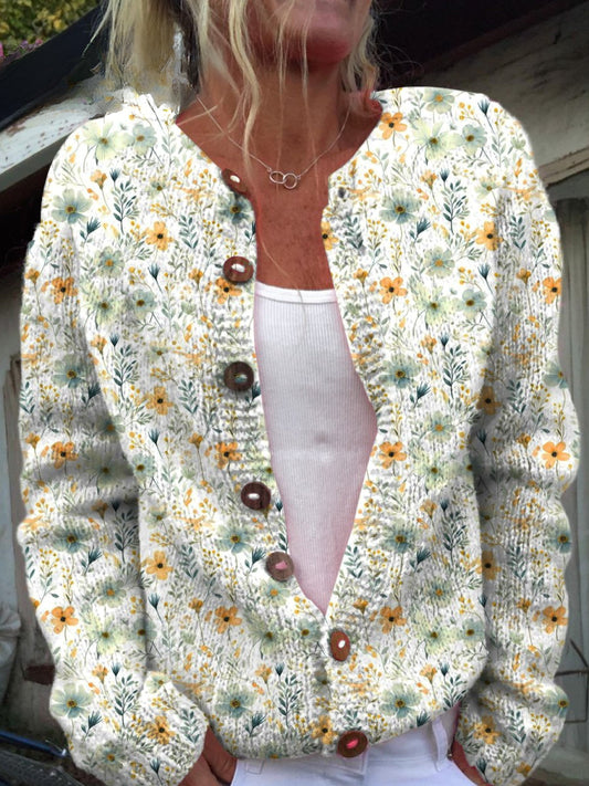 Lovely Women's Cardigan - Floral Design, Cozy & Stylish