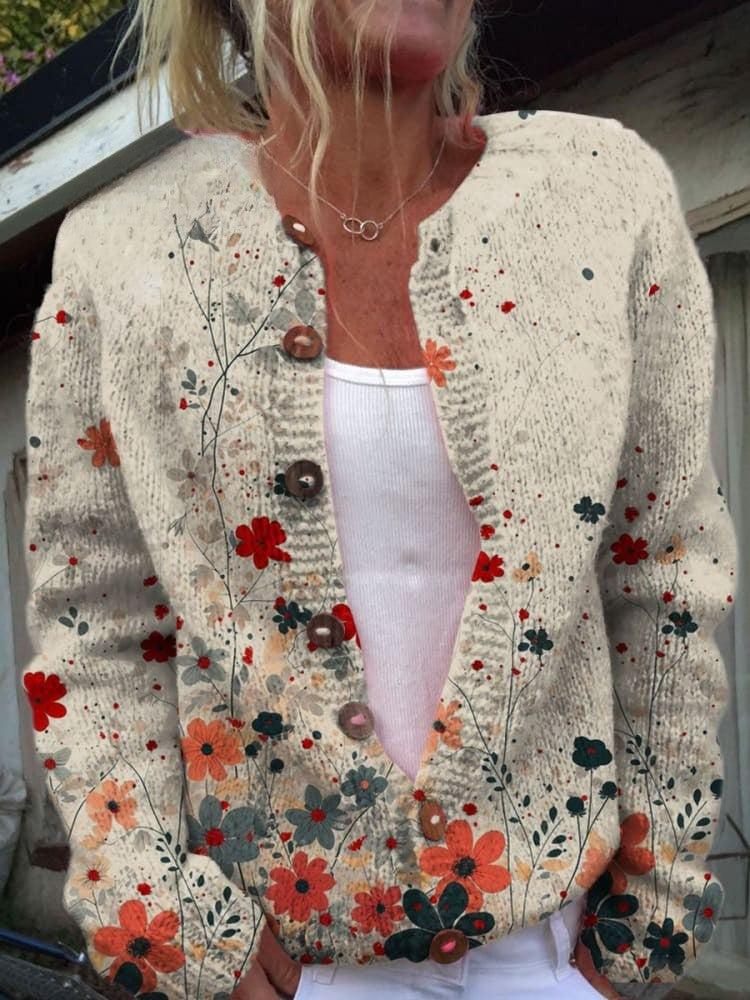 Lovely Women's Cardigan - Floral Design, Cozy & Stylish