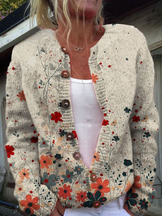 Lovely Women's Cardigan - Floral Design, Cozy & Stylish