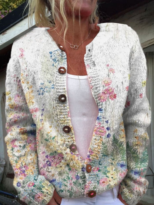 Lovely Women's Cardigan - Floral Design, Cozy & Stylish
