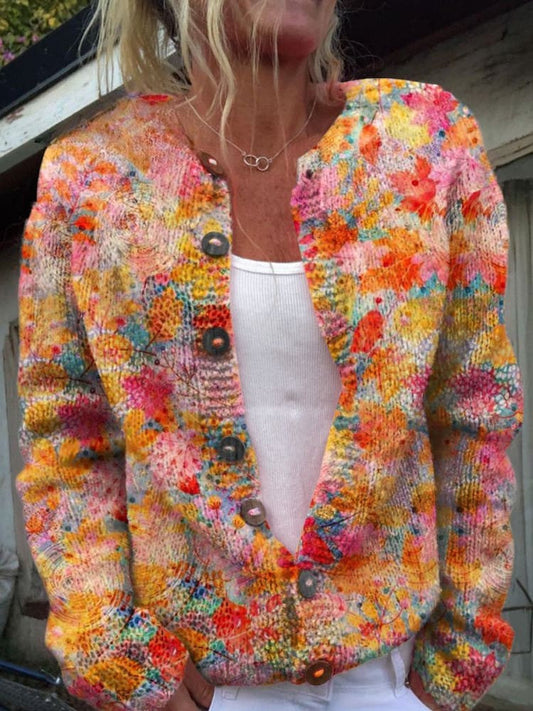Lovely Women's Cardigan - Floral Design, Cozy & Stylish