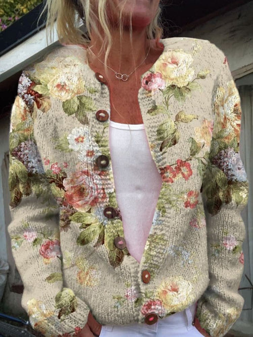 Lovely Women's Cardigan - Floral Design, Cozy & Stylish