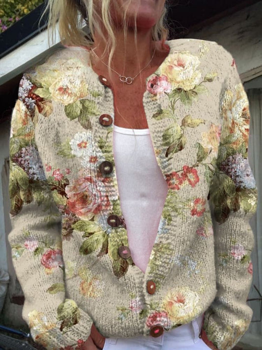 Lovely Women's Cardigan - Floral Design, Cozy & Stylish