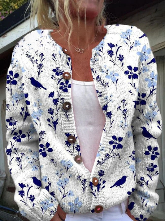 Lovely Women's Cardigan - Floral Design, Cozy & Stylish