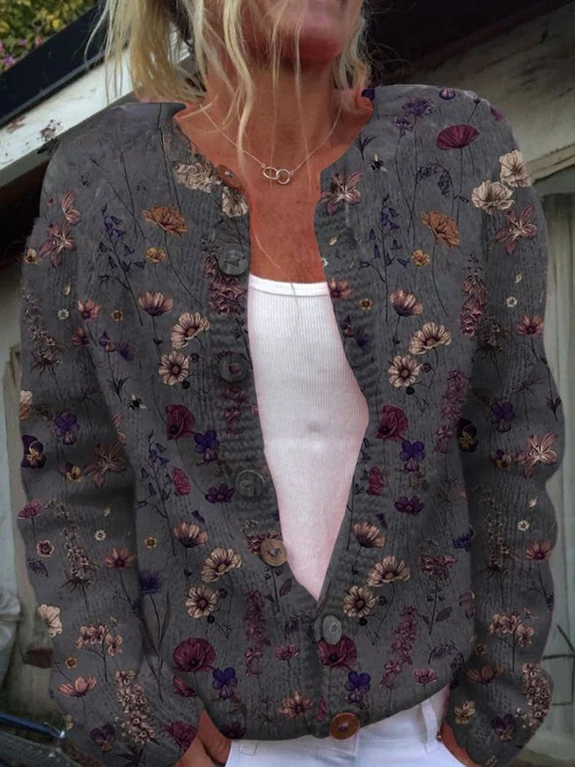 Lovely Women's Cardigan - Floral Design, Cozy & Stylish