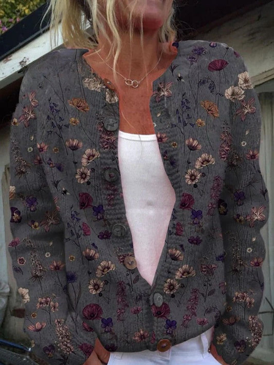 Lovely Women's Cardigan - Floral Design, Cozy & Stylish
