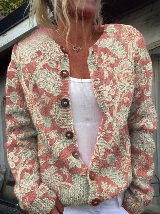 Lovely Women's Cardigan - Floral Design, Cozy & Stylish