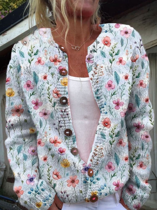 Lovely Women's Cardigan - Floral Design, Cozy & Stylish