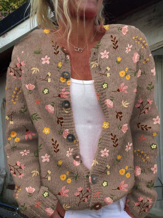 Lovely Women's Cardigan - Floral Design, Cozy & Stylish