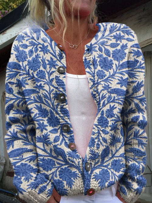 Lovely Women's Cardigan - Floral Design, Cozy & Stylish
