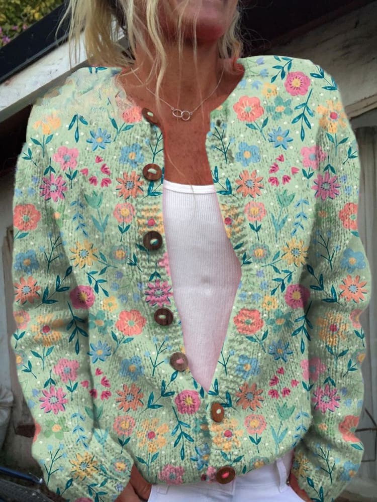 Lovely Women's Cardigan - Floral Design, Cozy & Stylish