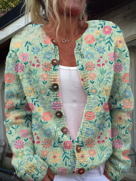 Lovely Women's Cardigan - Floral Design, Cozy & Stylish