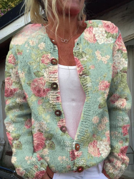 Lovely Women's Cardigan - Floral Design, Cozy & Stylish