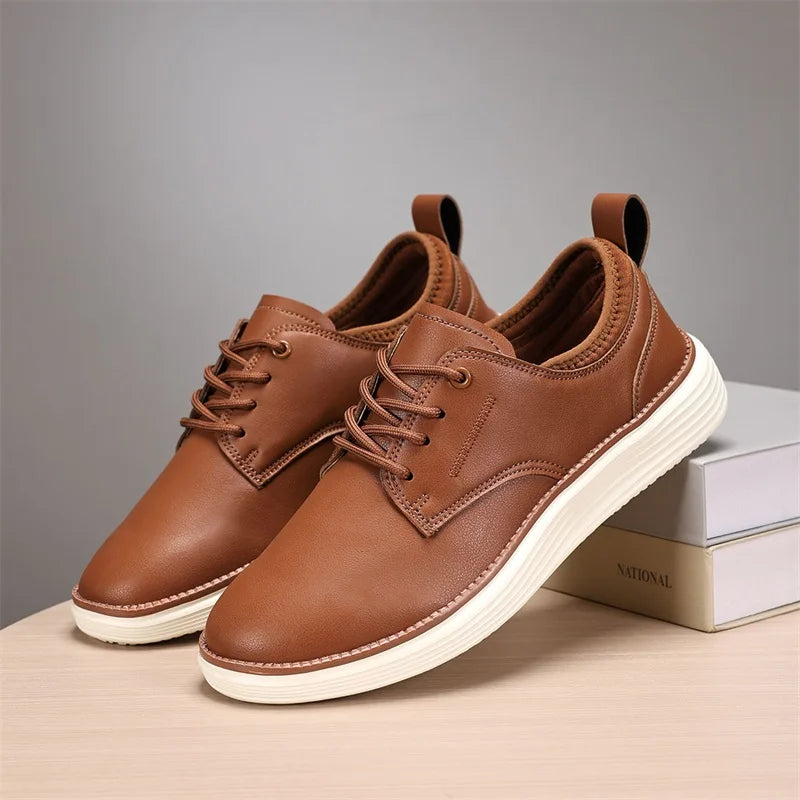 Men's Sneakers - All-Day Comfort with Genuine Leather & Cushioned Insole