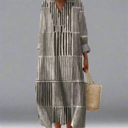 Margot | Monochrome Stripe Maxi Dress