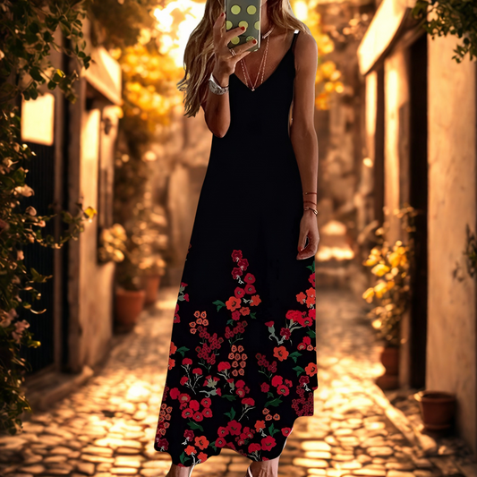 Floral V-Neck Maxi Dress - Stylish Women's Summer Dress for Any Occasion