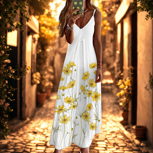 Floral V-Neck Maxi Dress - Stylish Women's Summer Dress for Any Occasion