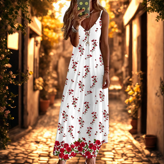Floral V-Neck Maxi Dress - Stylish Women's Summer Dress for Any Occasion