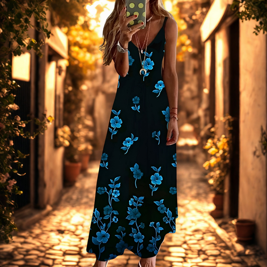 Floral V-Neck Maxi Dress - Stylish Women's Summer Dress for Any Occasion