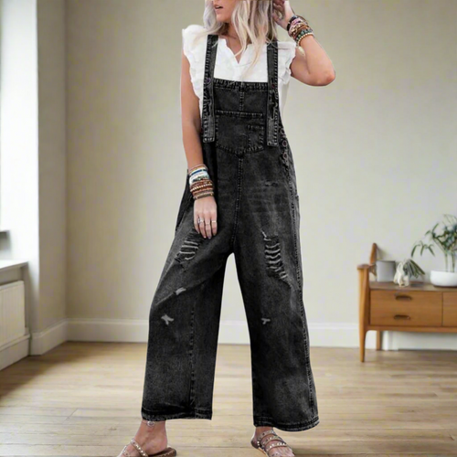 CARMELITA™ | Vintage Wash Denim Jumpsuit for Women - Adjustable Fit & Timeless Style