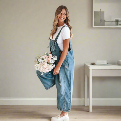 CARMELITA™ | Vintage Wash Denim Jumpsuit for Women - Adjustable Fit & Timeless Style