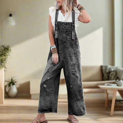 CARMELITA™ | Vintage Wash Denim Jumpsuit for Women - Adjustable Fit & Timeless Style