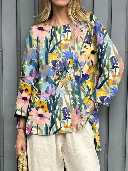 Women's Blouse - Vintage Floral Design for All-Day Comfort & Style