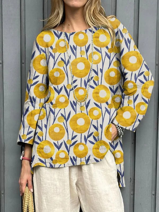 Women's Vintage Floral Blouse - Lightweight & Effortless Summer Style