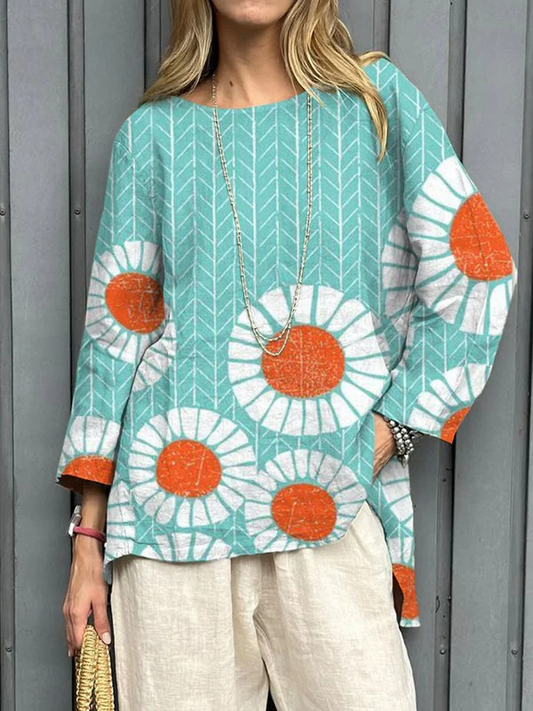 Women's Vintage Floral Blouse - Lightweight & Flowy Summer Top
