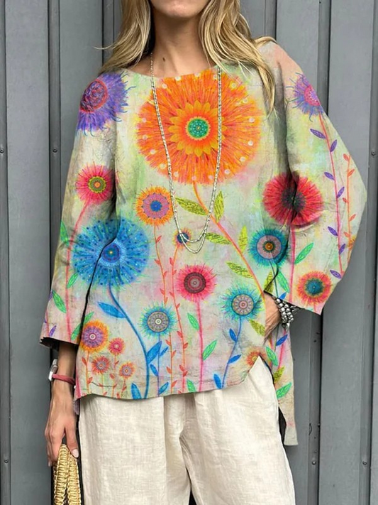 Women's Vintage Floral Blouse - Lightweight & Flowy Summer Top