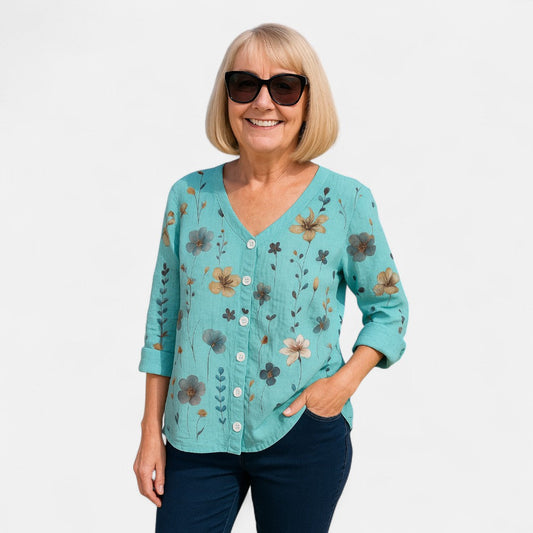 Yewon™ - Loose-fitting floral top
