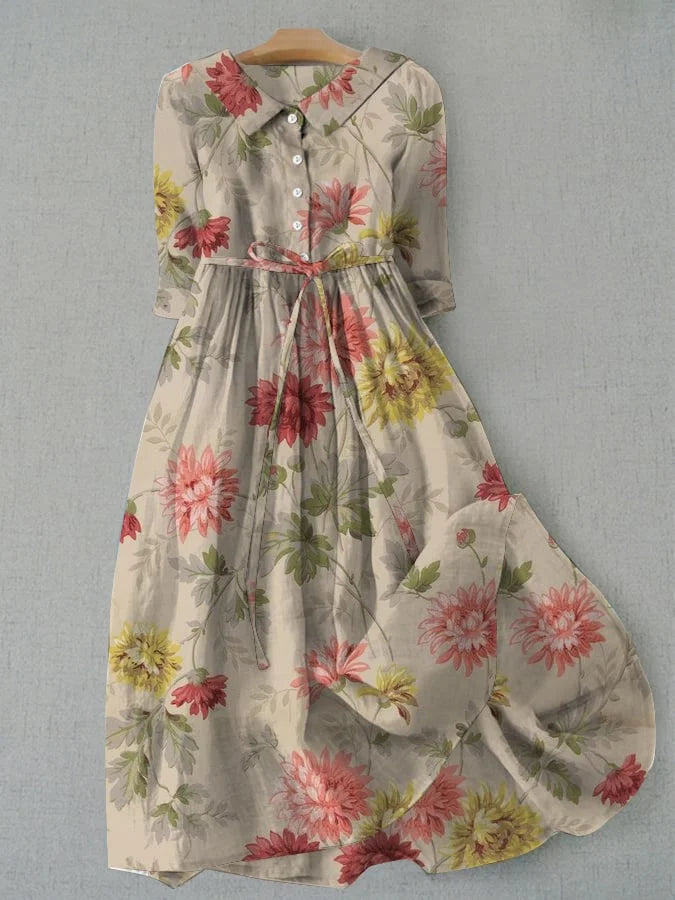 Zinnia Women's Lace-Up Waist Dress - Vintage Charm & Modern Comfort