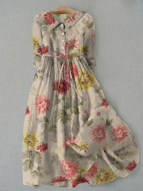 Zinnia Women's Lace-Up Waist Dress - Vintage Charm & Modern Comfort