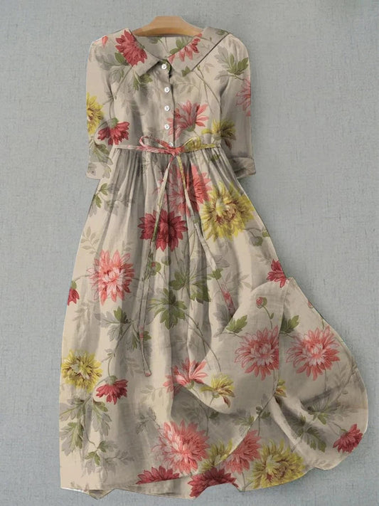 Zinnia Women's Lace-Up Waist Dress - Vintage Charm & Modern Comfort